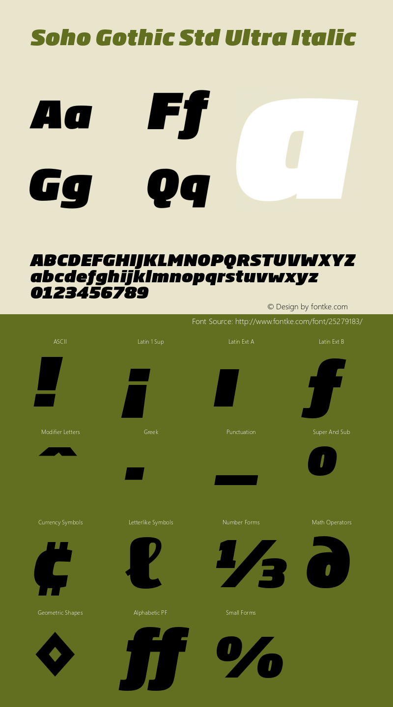 SohoGothicStd-UltraItalic Version 1.100 Font Sample