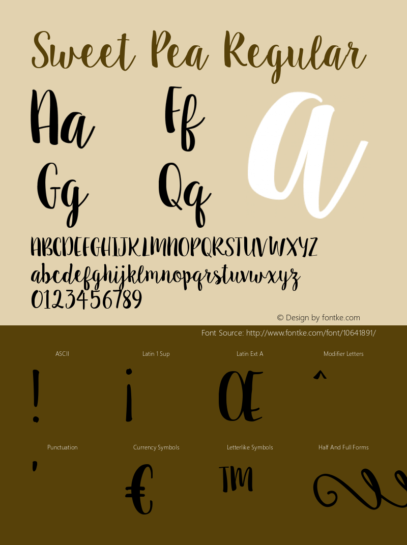 Sweet Pea Regular Version 1.0 Font Sample