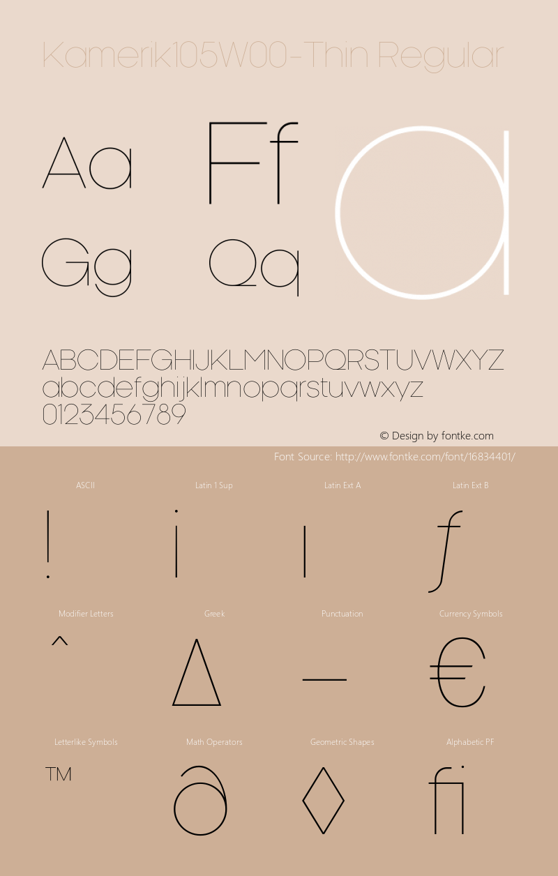 Kamerik105W00-Thin Regular Version 1.00 Font Sample