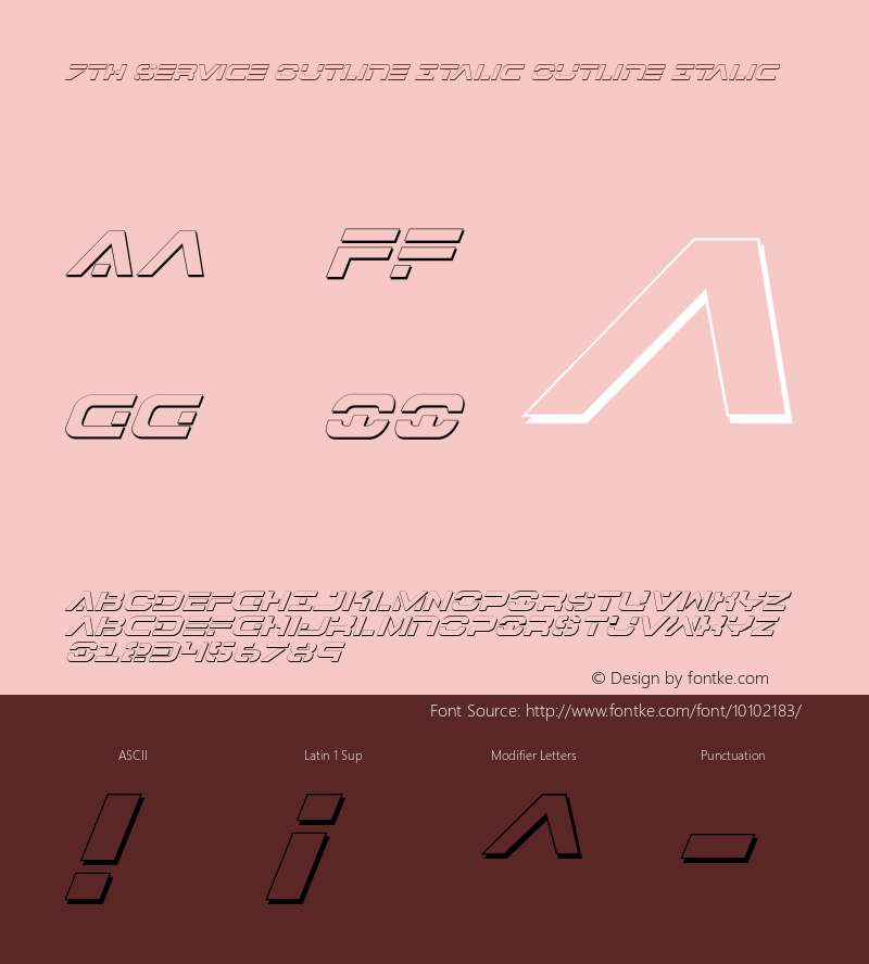 7th Service Outline Italic Outline Italic 1 Font Sample