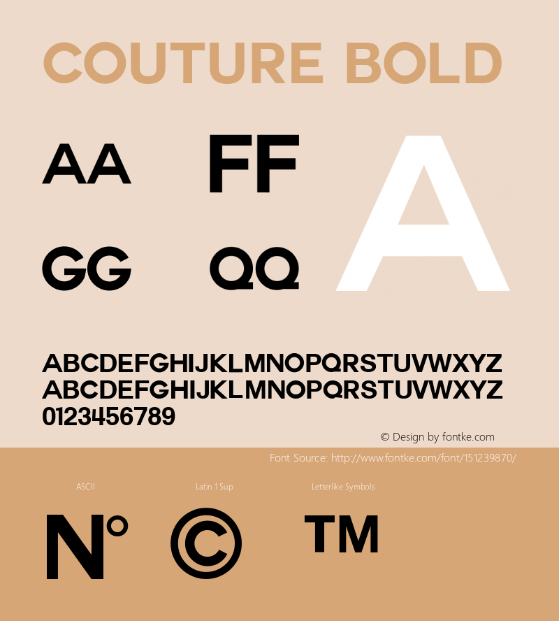COUTURE Bold Version 1.002 2012 Font Sample
