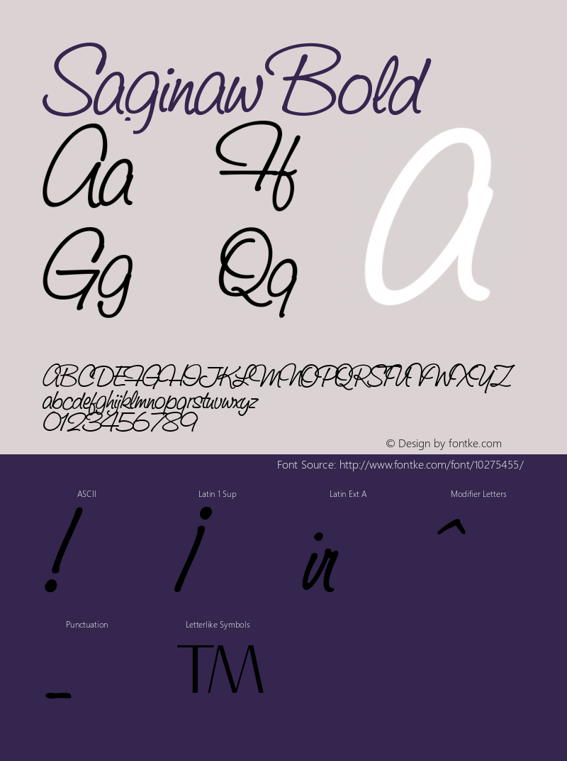 Saginaw Bold Macromedia Fontographer 4.1 15.04.02 Font Sample