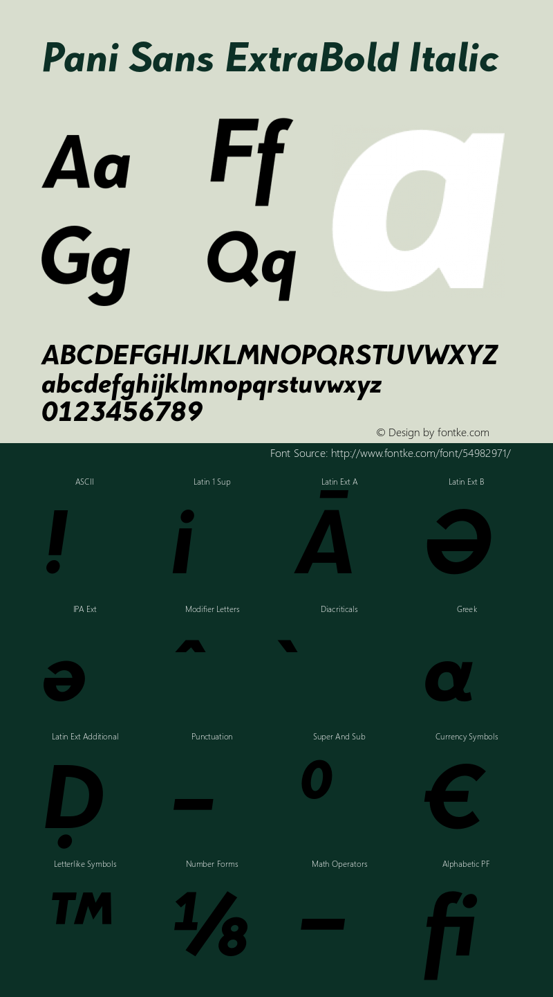 Pani Sans ExtraBold Italic Version 1.000;hotconv 1.0.109;makeotfexe 2.5.65596 Font Sample