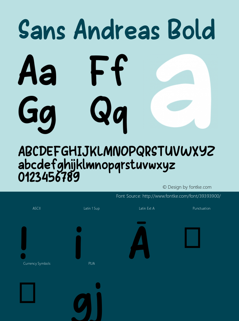 Sans Andreas Bold Version 001.000 Font Sample