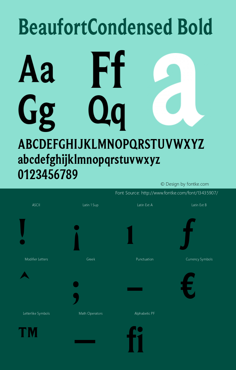 BeaufortCondensed Bold Version 001.000 Font Sample