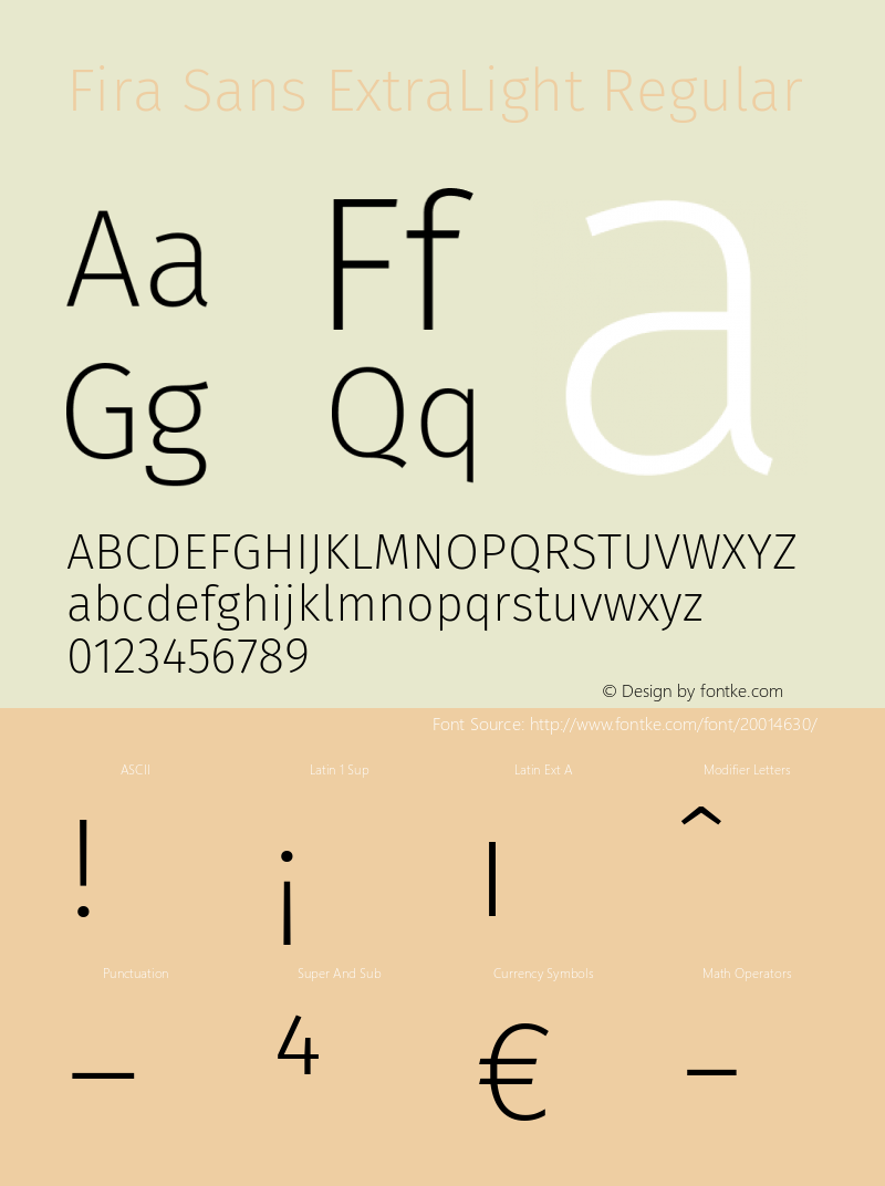 Fira Sans ExtraLight Version 4.203 Font Sample