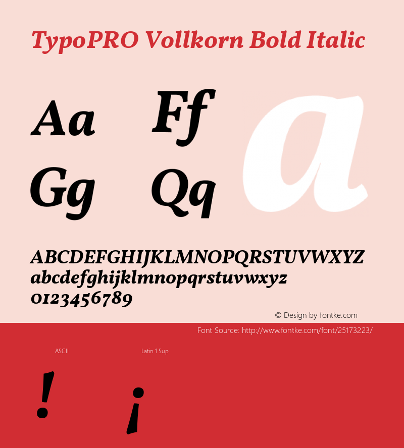 TypoPRO Vollkorn Bold Italic Version 4.015 Font Sample