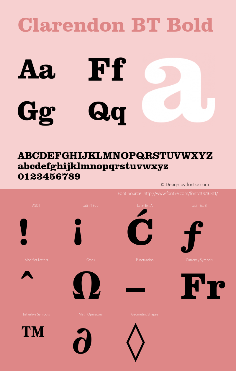 Clarendon BT Bold mfgpctt-v4.4 Jan 2 1999 Font Sample