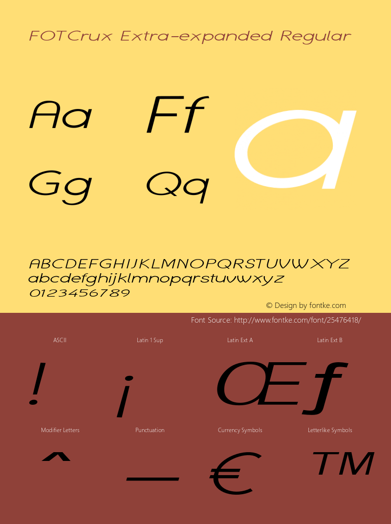 FOTCrux-ExtraexpandedRegular Version 1.000 Font Sample