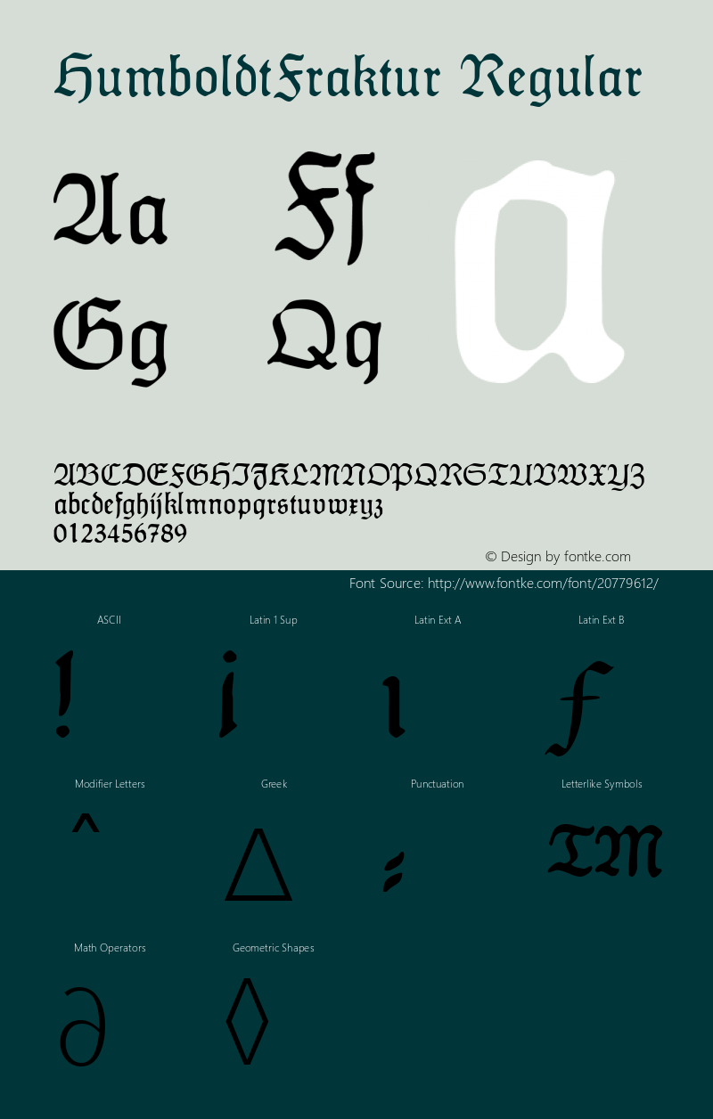 HumboldtFraktur Version 1.0; 2002; initial release Font Sample