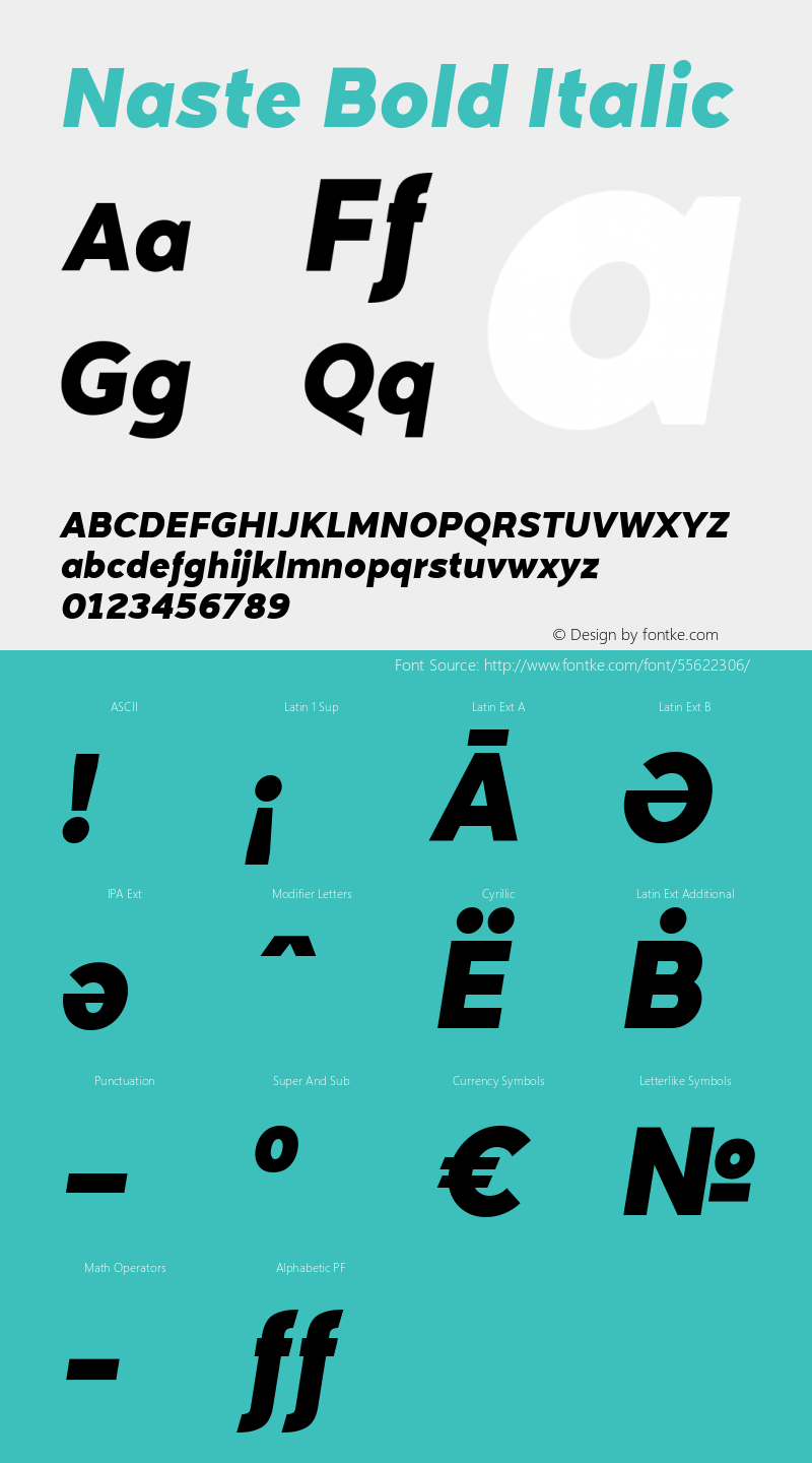 Naste-BoldItalic Version 0.0;com.myfonts.easy.tipo-pepel.naste.bold-italic.wfkit2.version.4hVS Font Sample