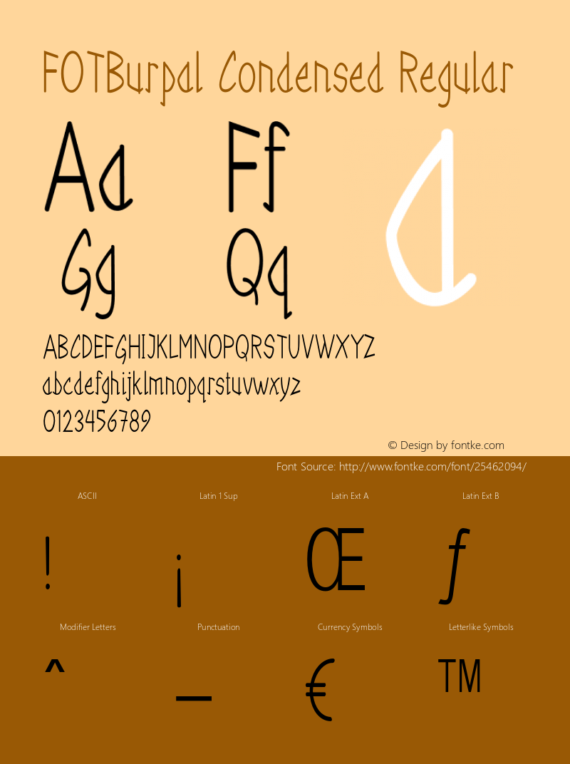 FOTBurpal-CondensedRegular Version 1.000 Font Sample