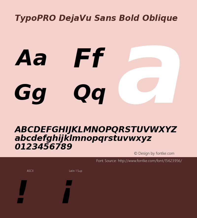 TypoPRO DejaVu Sans Bold Oblique Version 2.34 Font Sample