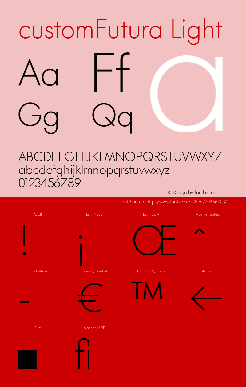 customFutura Light Regular Version 1.001;PS 001.001;hotconv 1.0.56 Font Sample