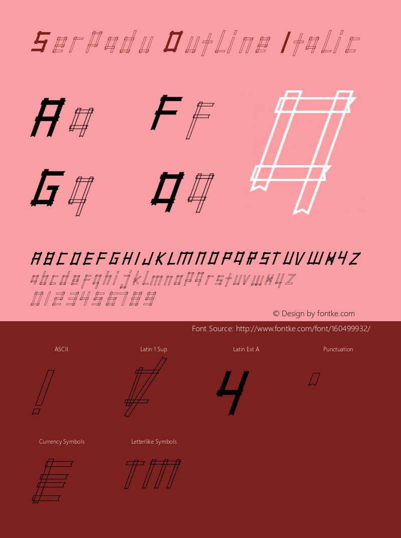 Serpadu Outline Italic Version 1.014;Fontself Maker 3.5.4 Font Sample