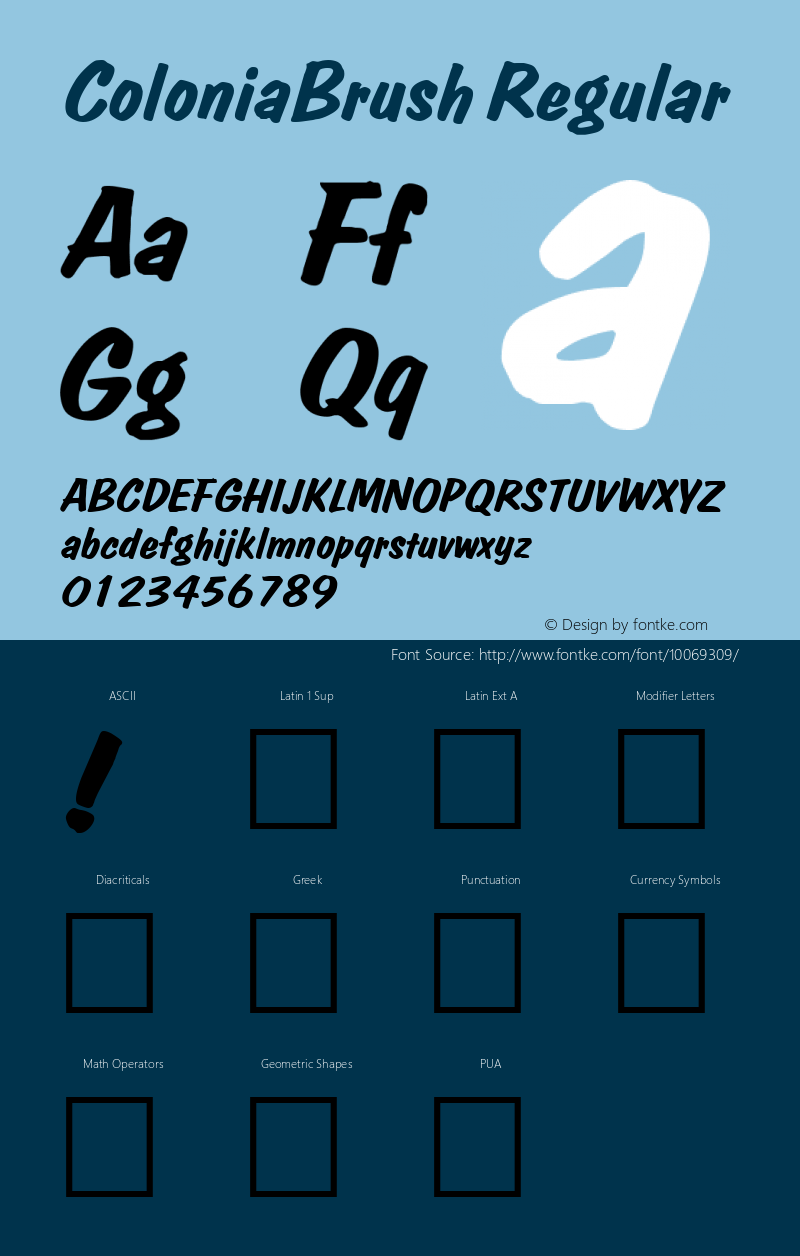 ColoniaBrush Regular Brendel            :30.11.1994 Font Sample