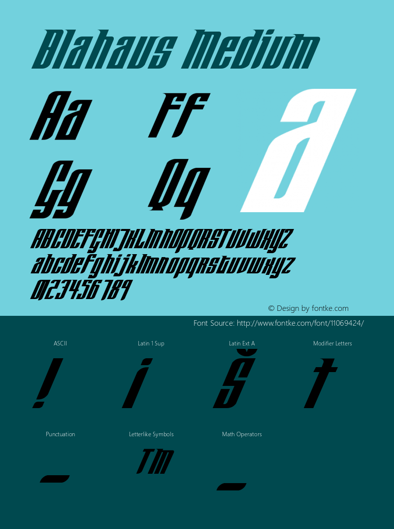 Blahaus Medium Version 001.000 Font Sample