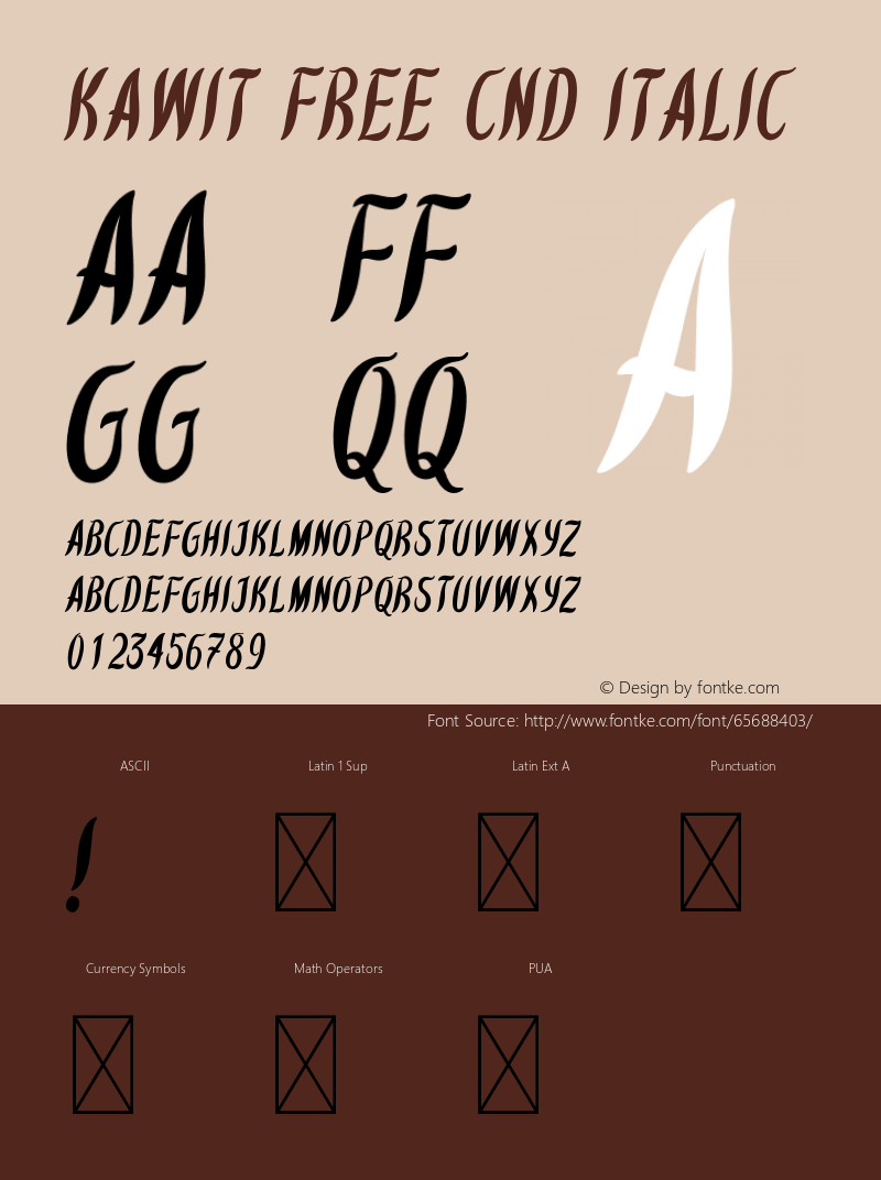 Kawit Free Cnd Italic Version 1.003;Fontself Maker 3.5.1 Font Sample