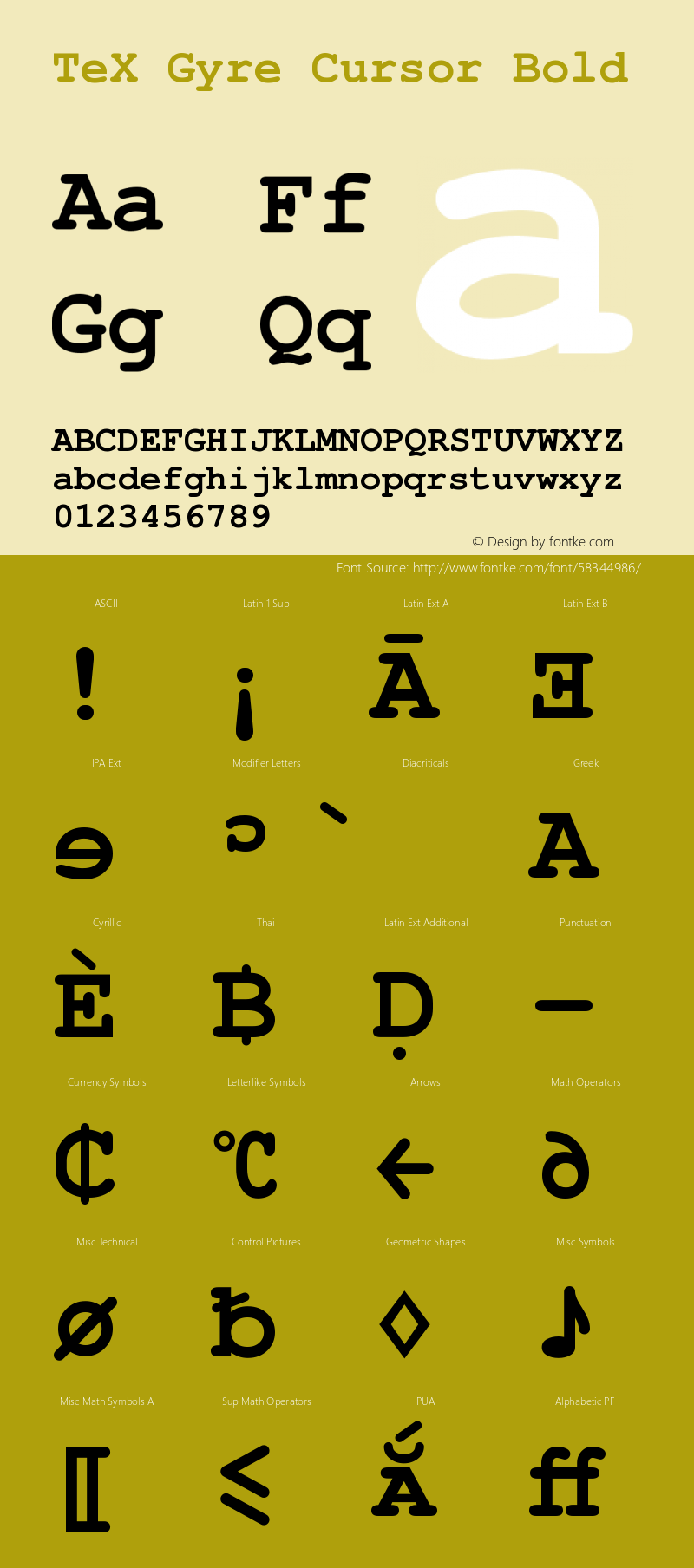 TeXGyreCursor-Bold Version 1.103;PS 1.103;hotconv 1.0.49;makeotf.lib2.0.14853 Font Sample