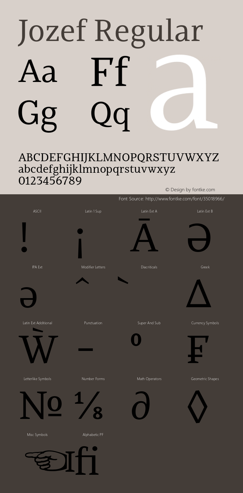 Jozef-Regular Version 1.200 Font Sample