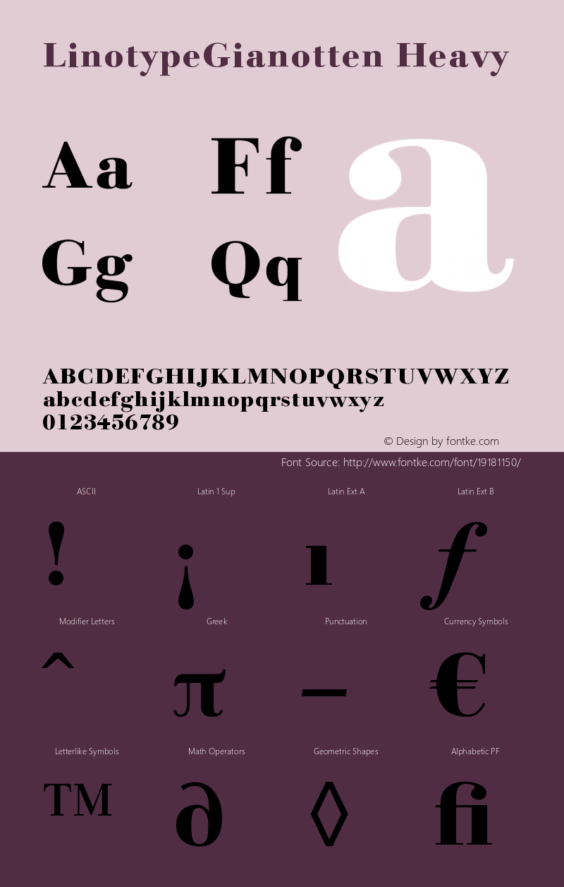 LinotypeGianotten-Heavy Version 005.000 Font Sample