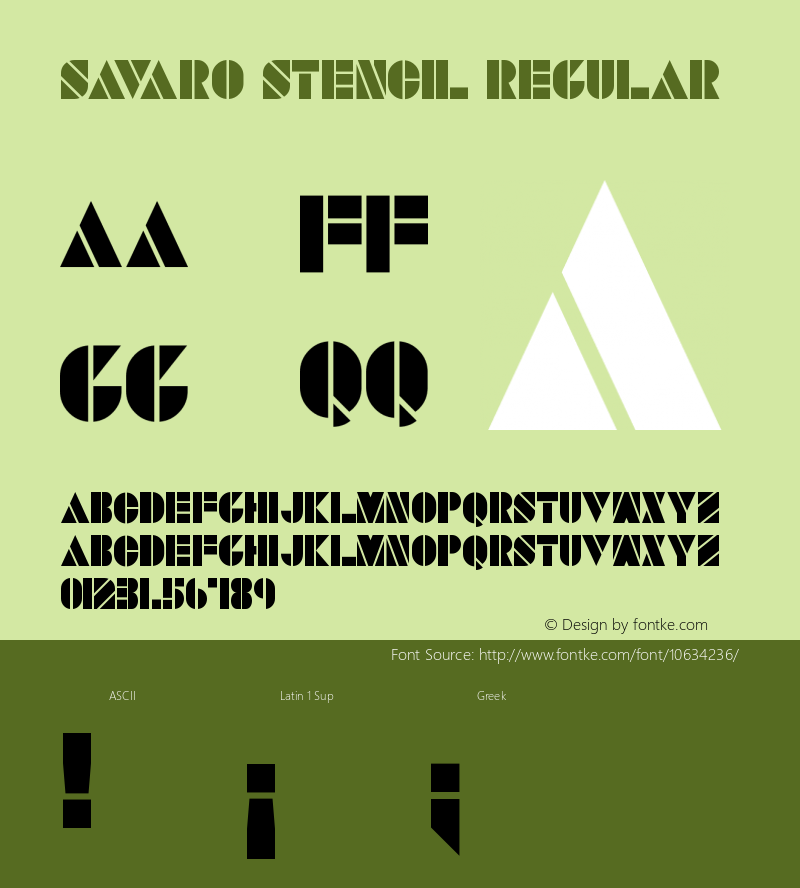 SAVARO STENCIL Regular Version 1.00 January 12, 2015, initial release Font Sample