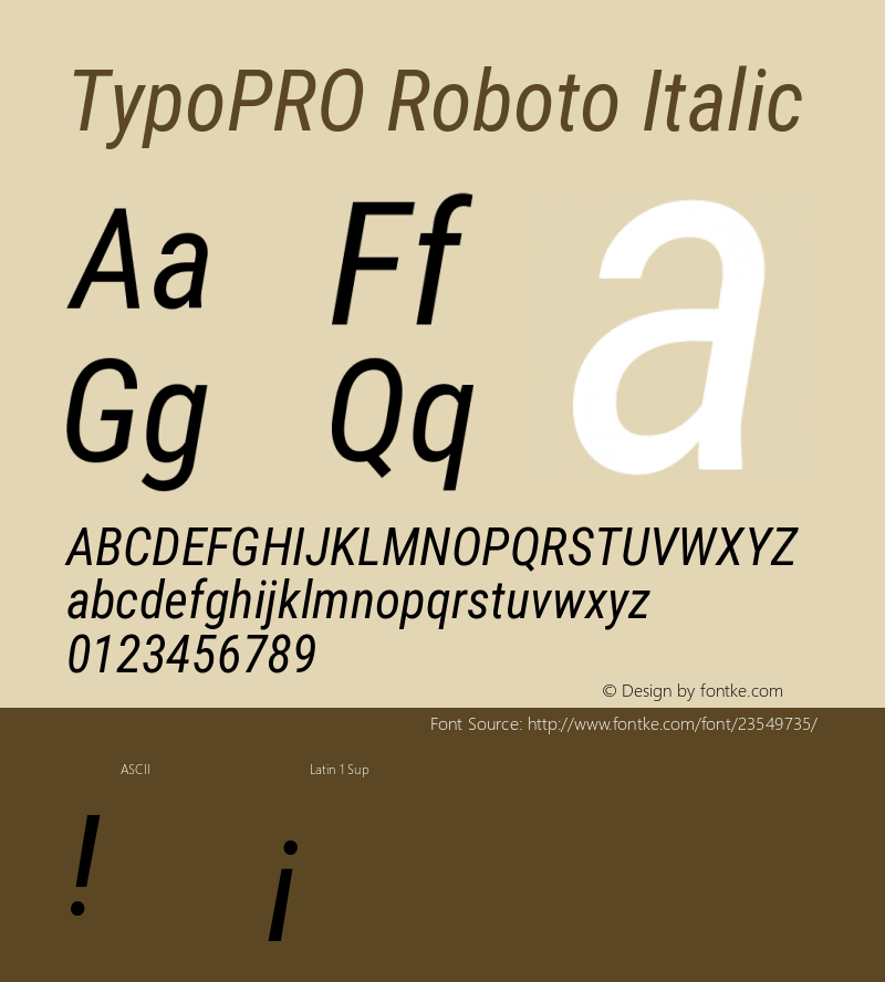 TypoPRO Roboto Condensed Italic Version 2.136; 2016 Font Sample