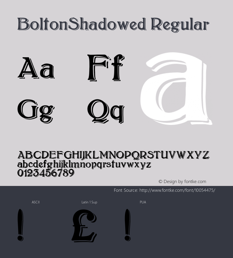 BoltonShadowed Regular Version 1.00 Font Sample