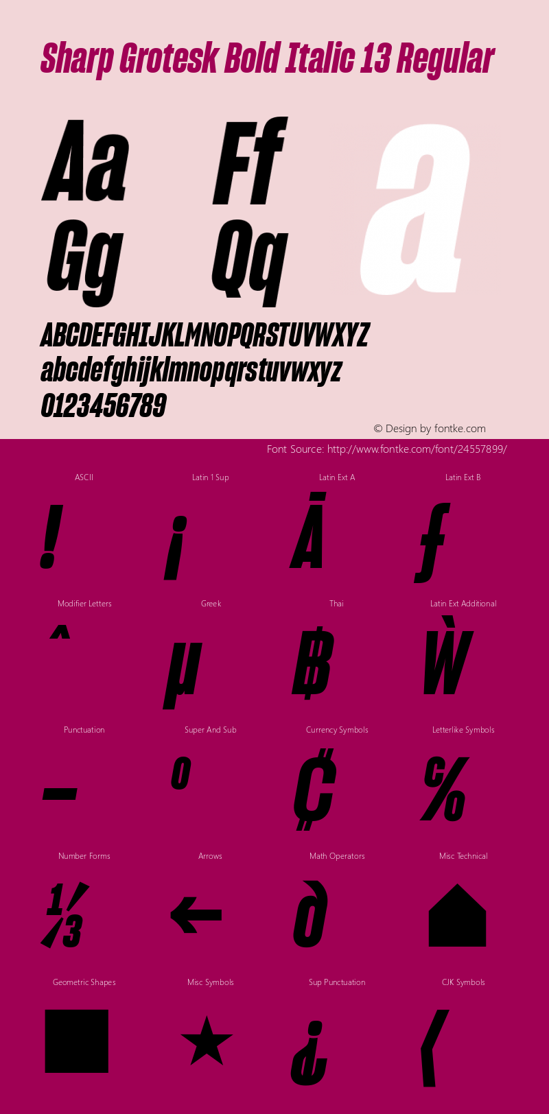 Sharp Grotesk Bold Italic 13 Regular Version 1.001;PS 1.000;hotconv 16.6.51;makeotf.lib2.5.65220 Font Sample