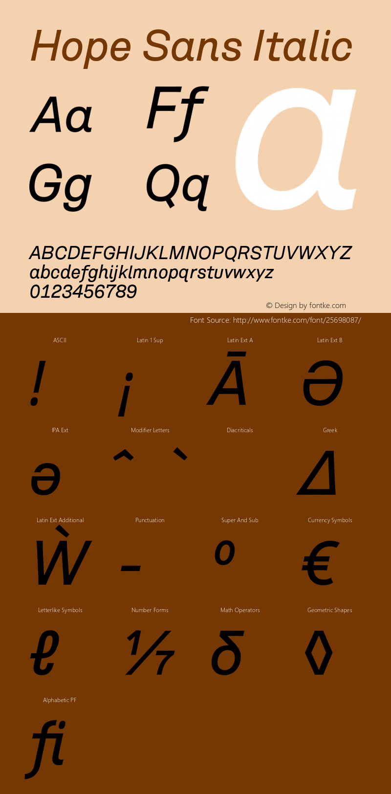 Hope Sans Italic Version 1.00, build 6, s3 Font Sample