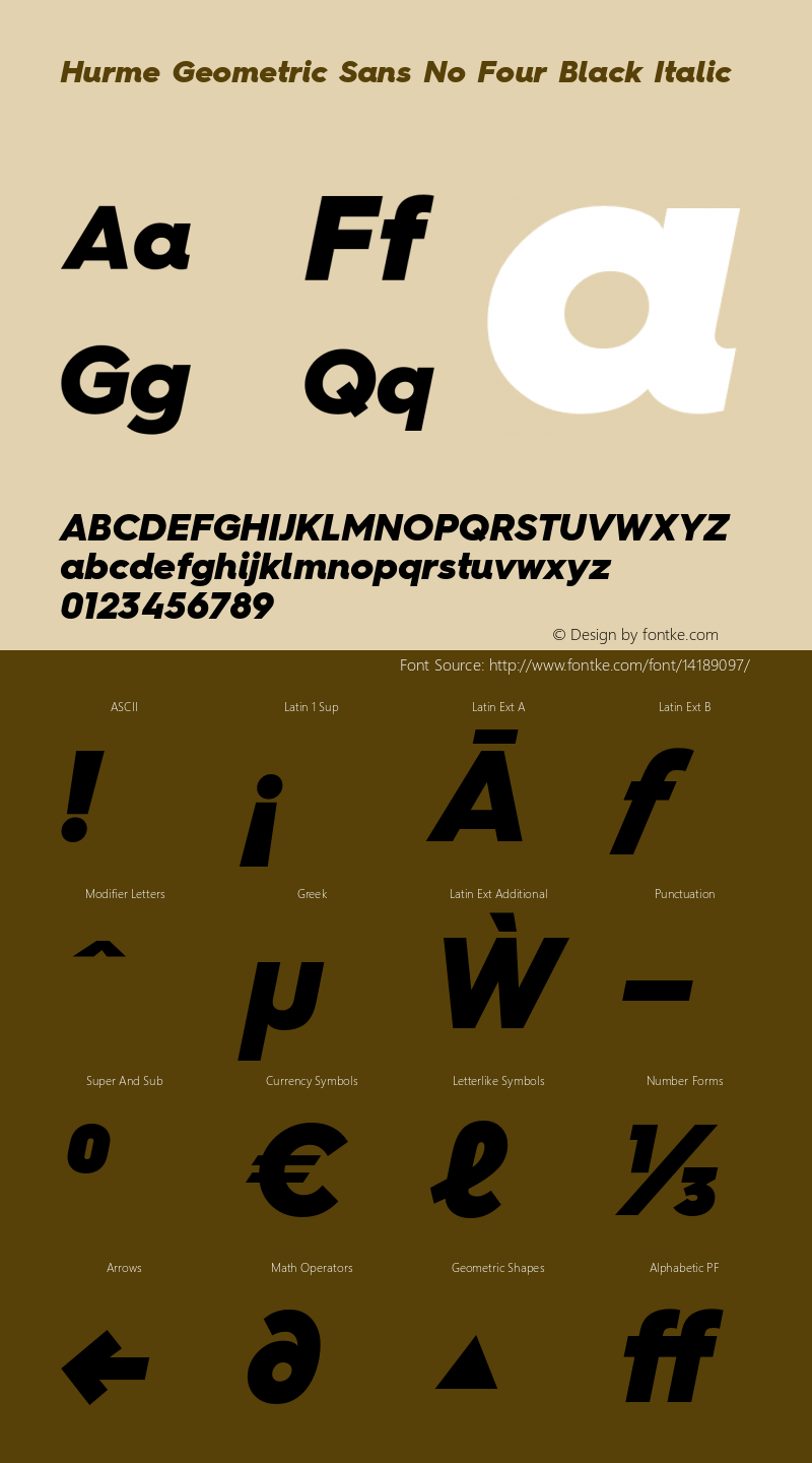 Hurme Geometric Sans No Four Black Italic 1.001 Font Sample