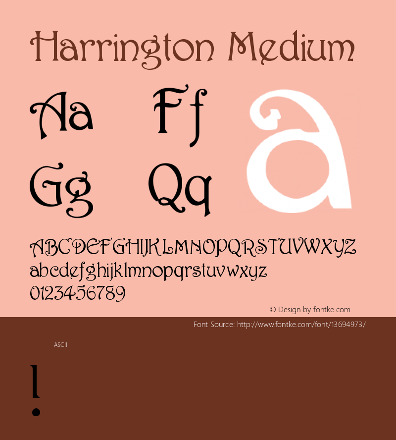 Harrington Medium Version 001.001 Font Sample