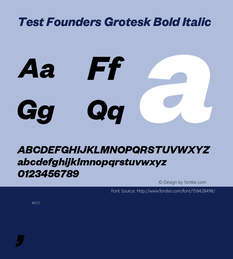 Test FoundersGrotesk-BdItalic Version 1.001;PS 001.001;hotconv 1.0.57;makeotf.lib2.0.21895 Font Sample