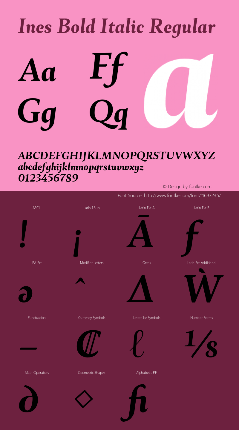 Ines Bold Italic Regular Version 3.001;PS 003.001;hotconv 1.0.70;makeotf.lib2.5.58329 Font Sample