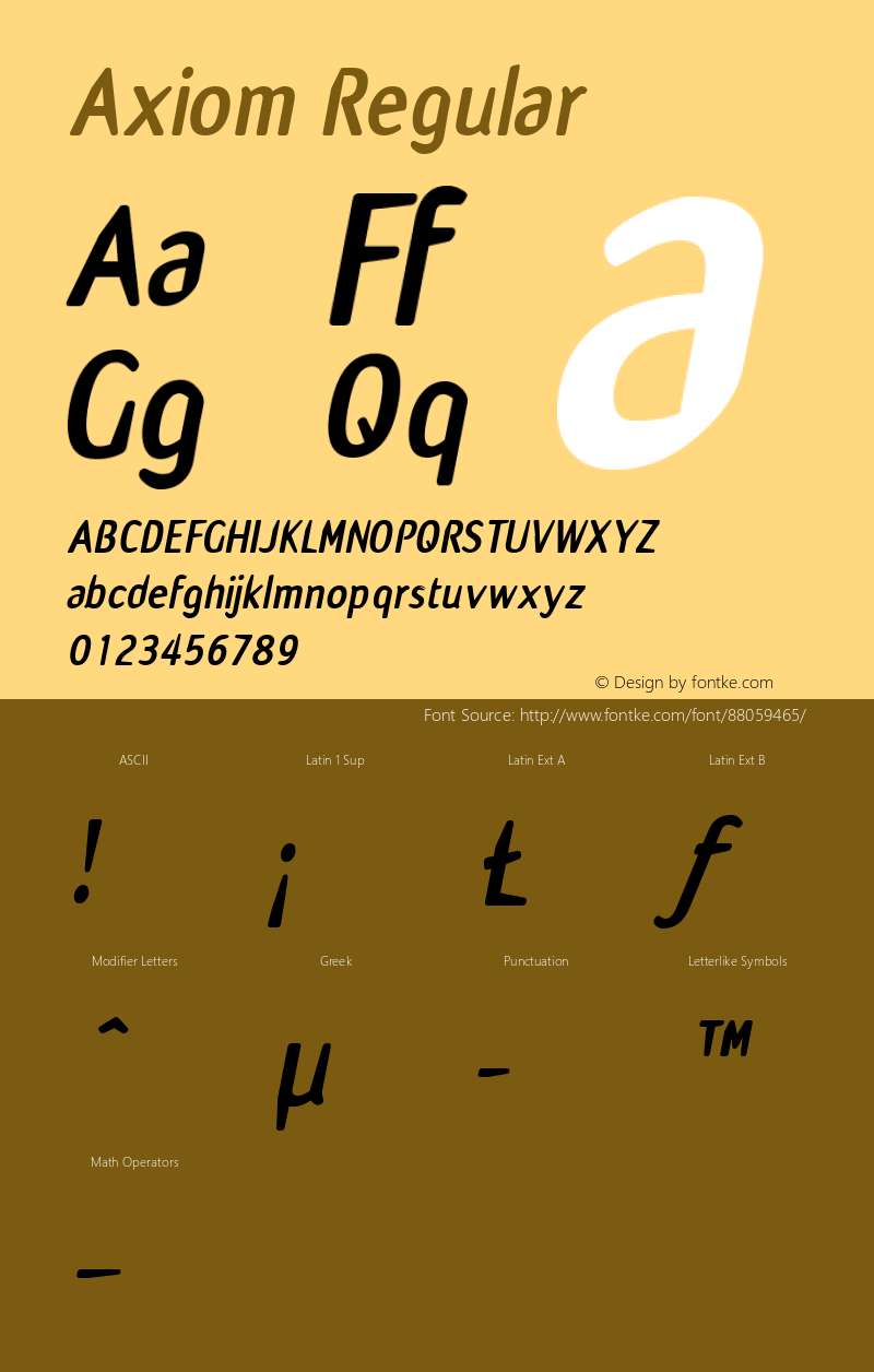 Axiom W05 BoldOblique Version 4.10 Font Sample