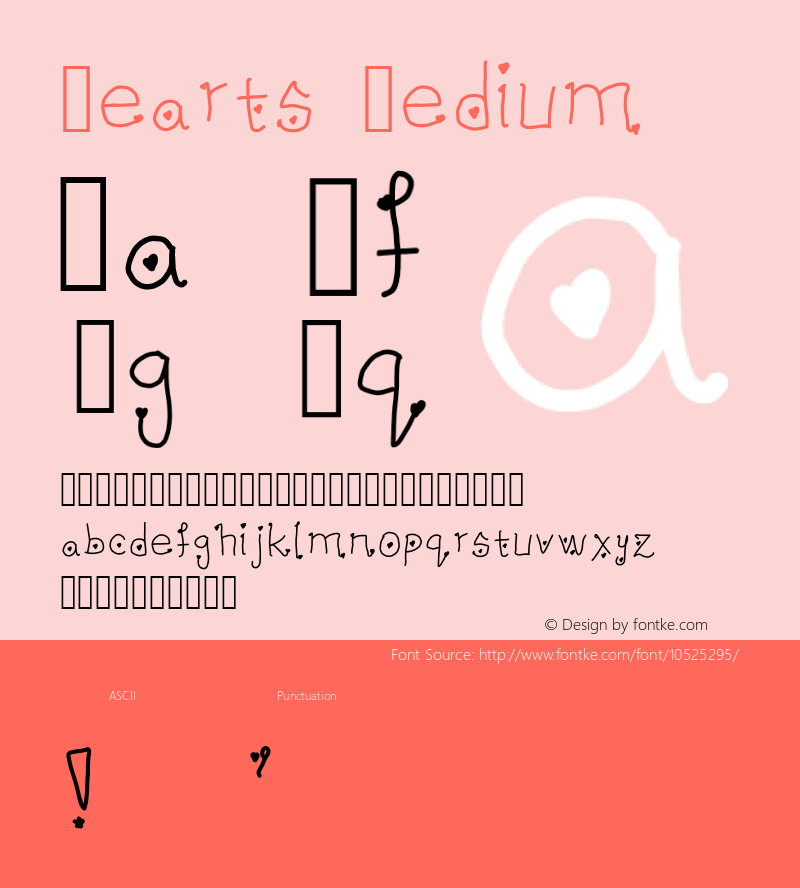 Hearts Medium Version 1.0 Font Sample