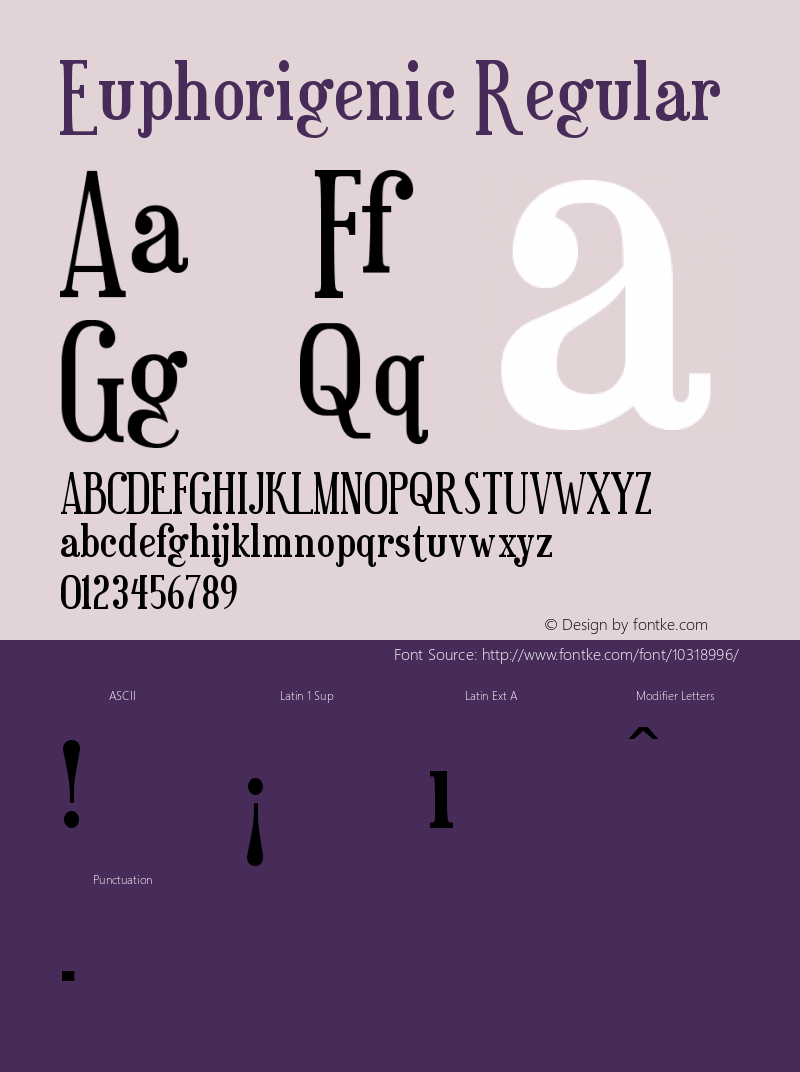 Euphorigenic Regular Version 1.1; 1999 Font Sample