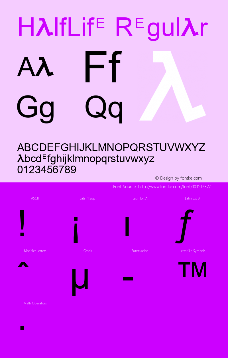 HalfLife Regular Half-Life Font Sample