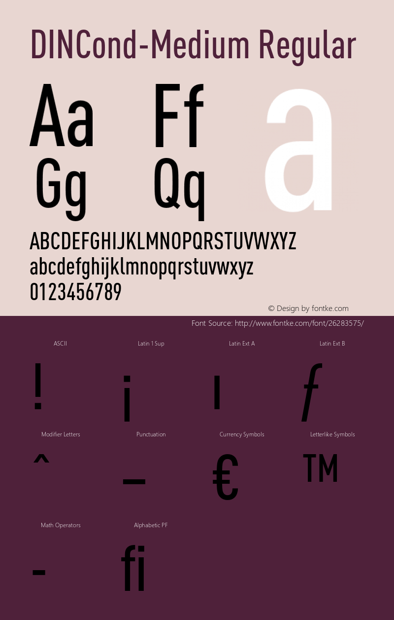 DINCond-Medium 001.000 Font Sample