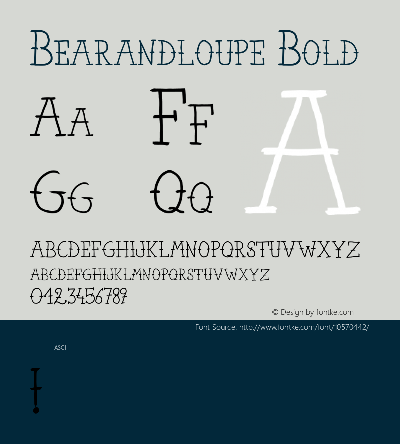 Bearandloupe Bold Version 1.000 Font Sample