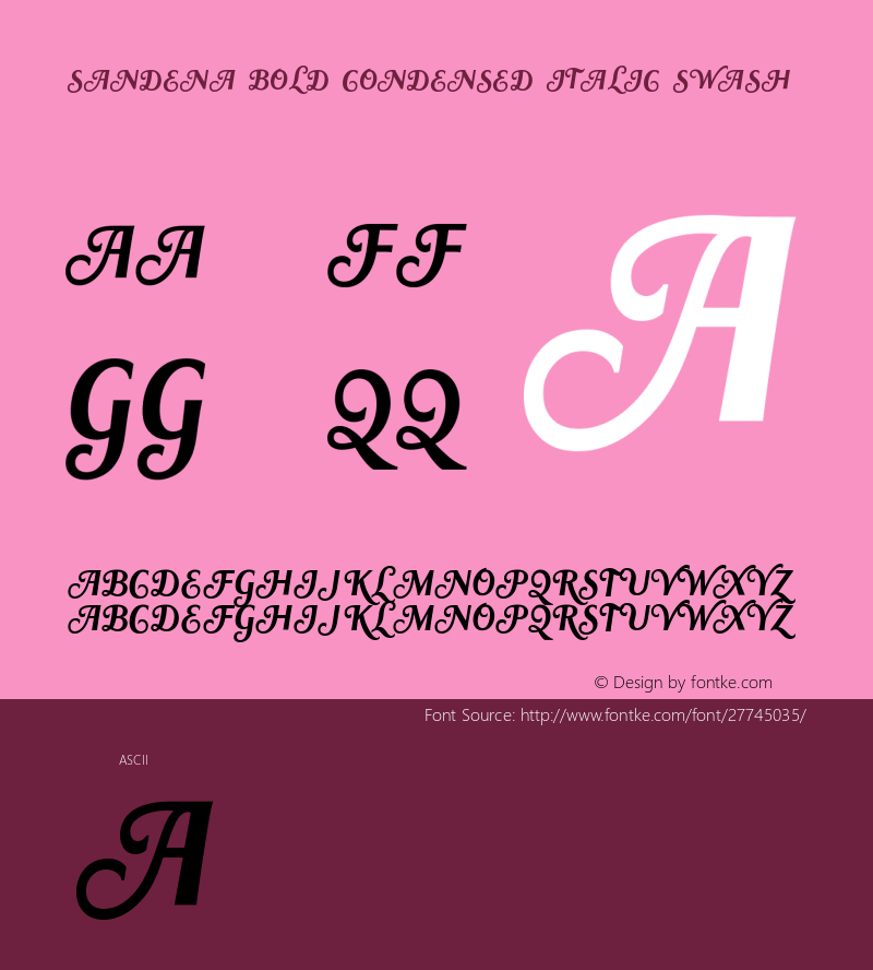 Sandena-BoldCondensedItalicSwas Version 1.000 Font Sample