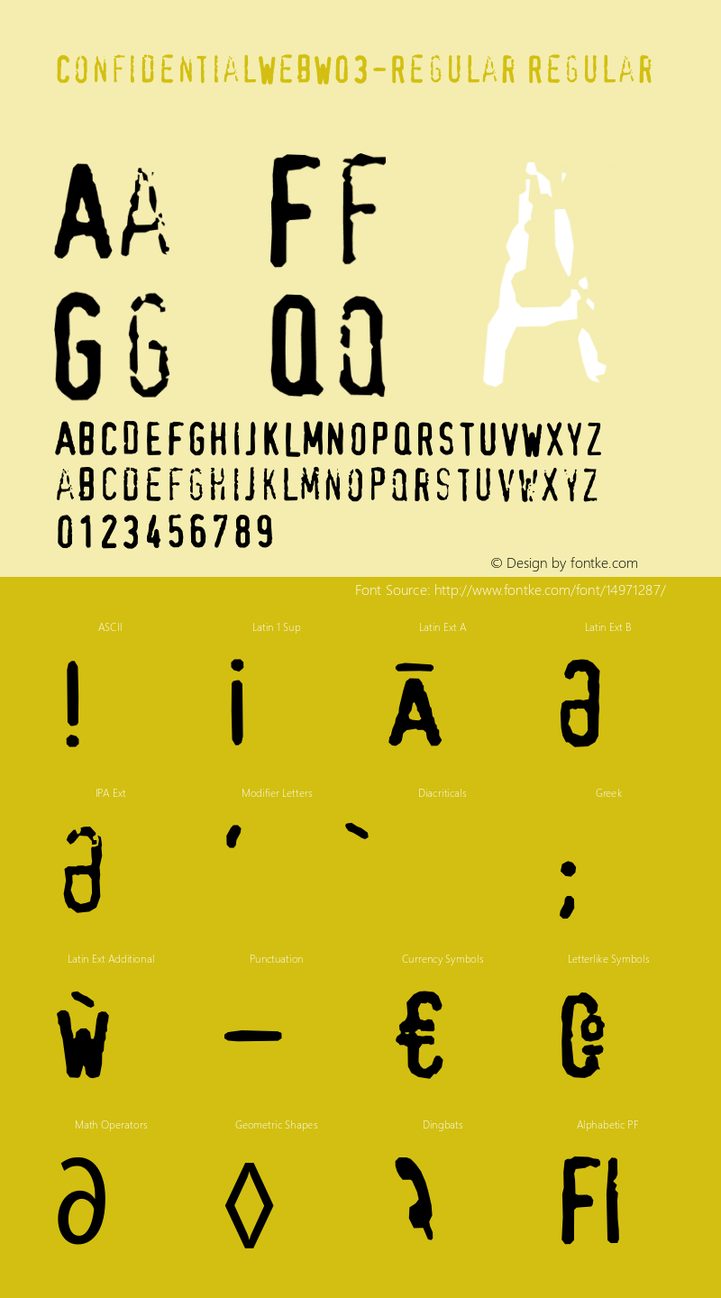 ConfidentialWebW03-Regular Regular Version 7.504 Font Sample