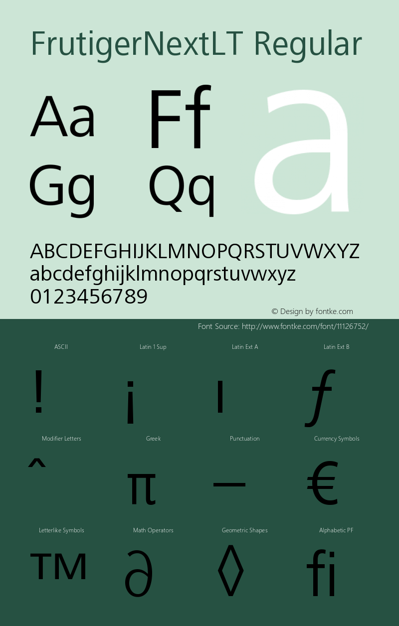 FrutigerNextLT Regular Version 001.000 Font Sample