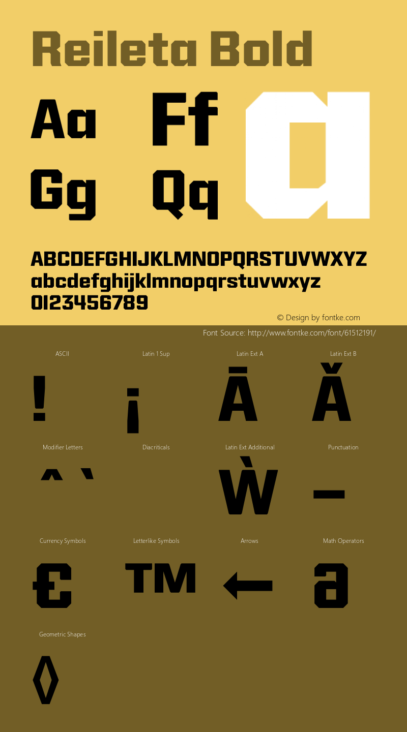 Reileta Bold Version 1.000;hotconv 1.0.109;makeotfexe 2.5.65596 Font Sample