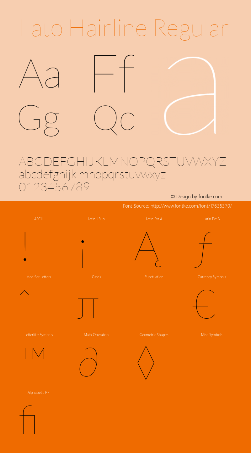 Lato Hairline Regular Version 1.104; Western+Polish opensource Font Sample