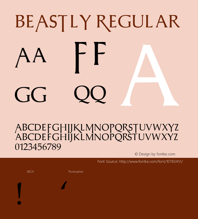 BEASTLY Regular Version 1.000 2012 initial release Font Sample