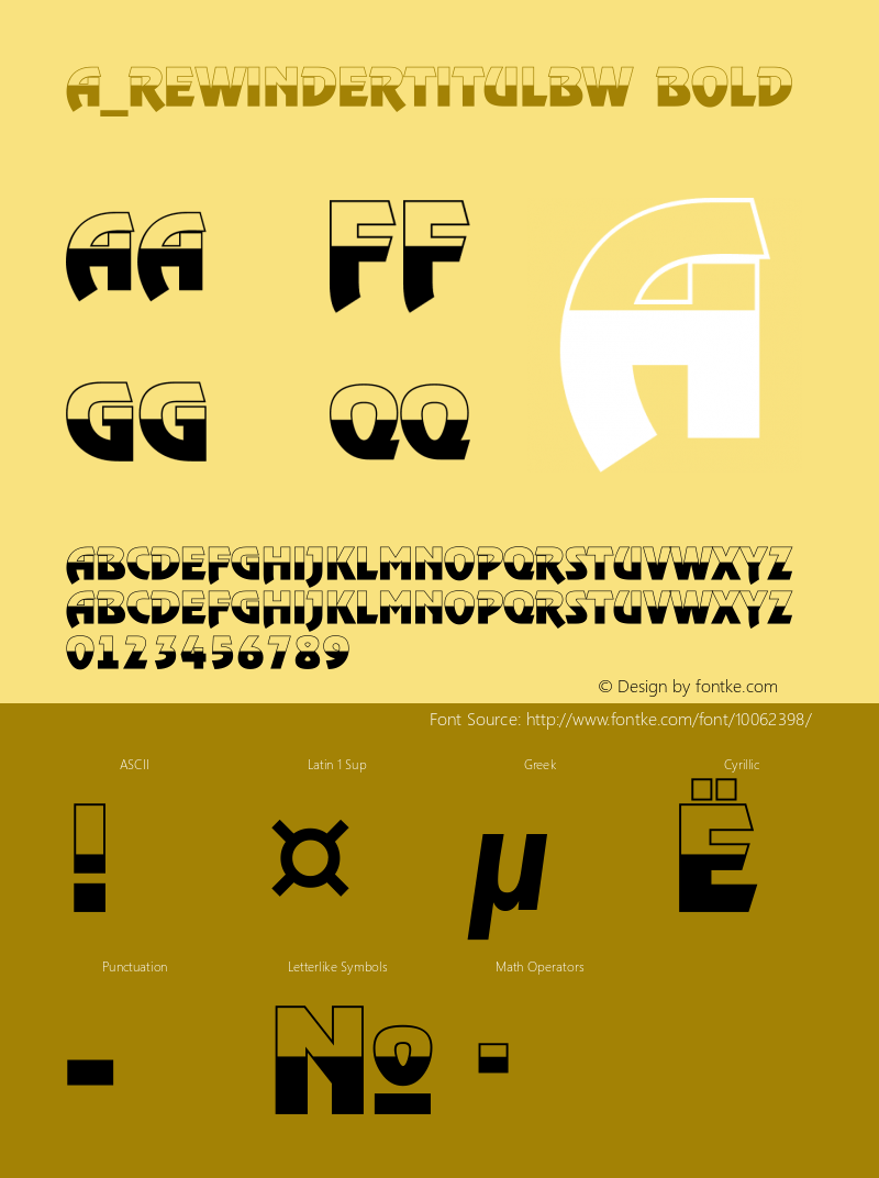 a_RewinderTitulBW Bold Macromedia Fontographer 4.1 28.11.97 Font Sample