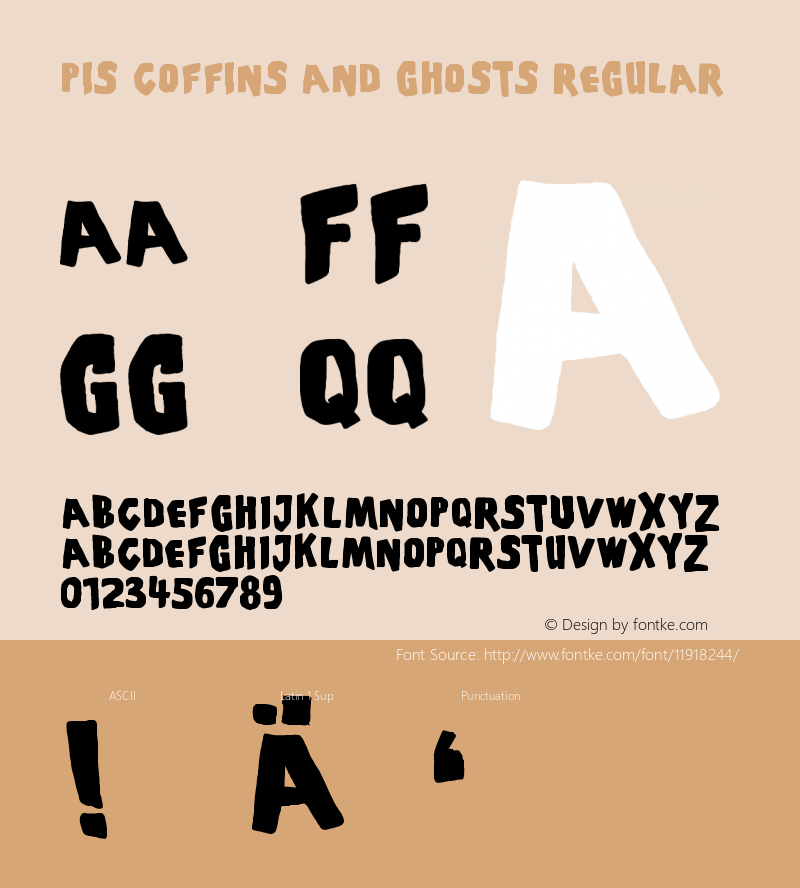 PiS Coffins and Ghosts Regular 1.000 Font Sample