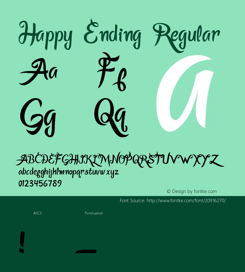 Happy Ending Regular Version 1.0 Font Sample