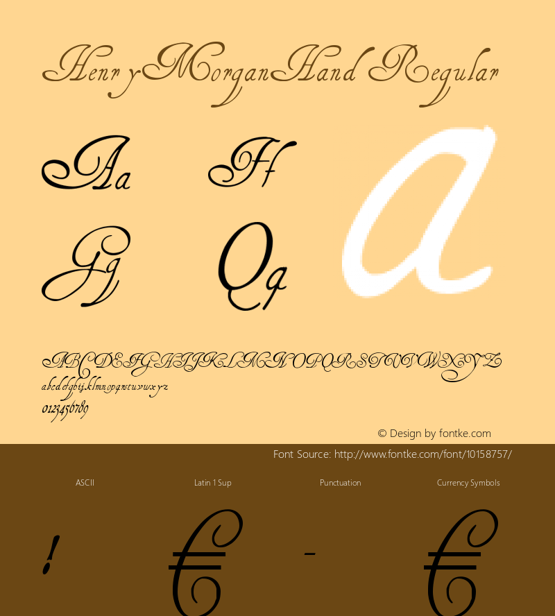 HenryMorganHand Regular 1.0 2004-11-08 Font Sample